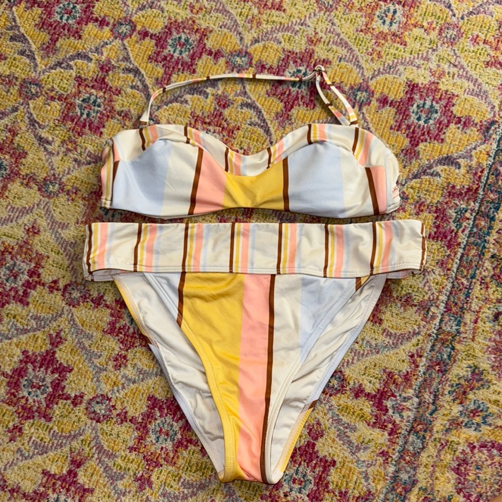 Billabong Yellow and Pink Bikini Swim Set